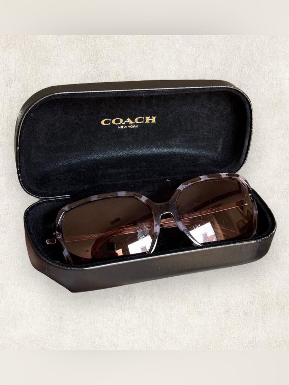 Coach Women's Tortoiseshell Brown and Pink Oversized Square Sunglasses